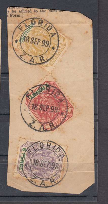 ZAR-SCARCE 1899  CANCELLED " FLORIDA " ON PIECE