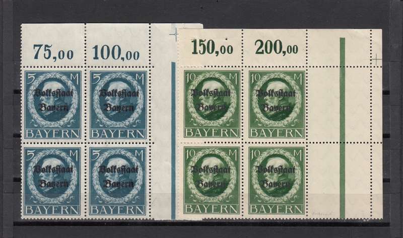 BAVARIA-SCARCE SUPERB CORNER BLOCKS !! FRESH MINT LIGHT H.R.