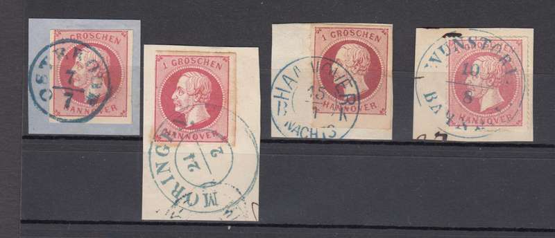 HANNOVER- A VERY SCARCE LOT ON PIECE ALL MICHEL SHADES INCLUDING " WINE RED "  R13 200.00