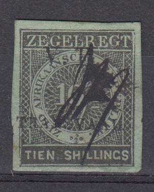TVL- ZAR 10 SHILLING IMPERF FINE USED