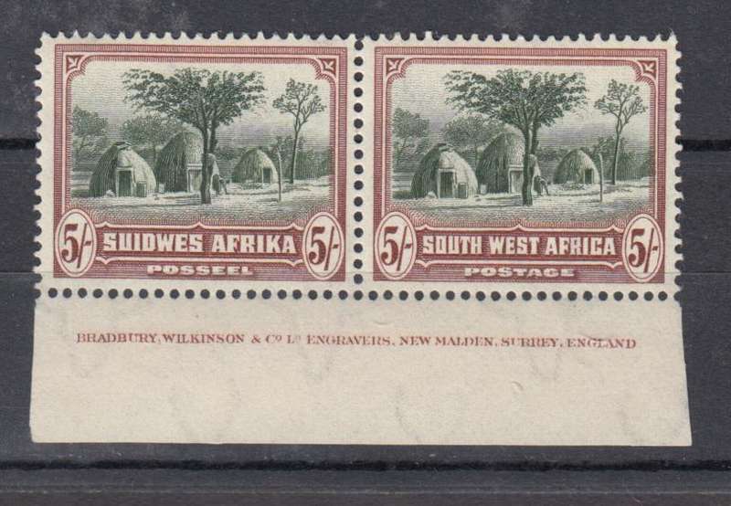 SWA- SCARCE 5 SHILLING INSCRIPT UMM PAIR  R1650.00