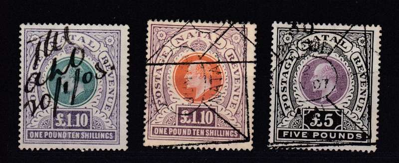 NATAL-VERY SCARCE HIGH VALUES SUPERB USED CLEAN FISCALS   R161 000.00 AS USED !!!!!!!!!!