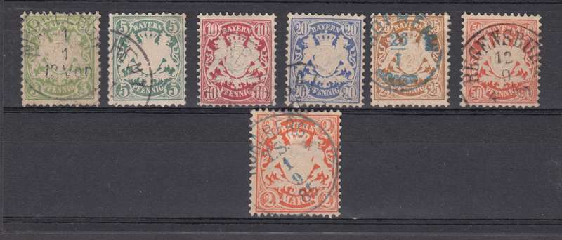 BAVARIA-1876- 1st JAN   MICHEL 37-42 + 44 [ SIGNED ] !!    RARE STAMPS NB SEE BELOW
