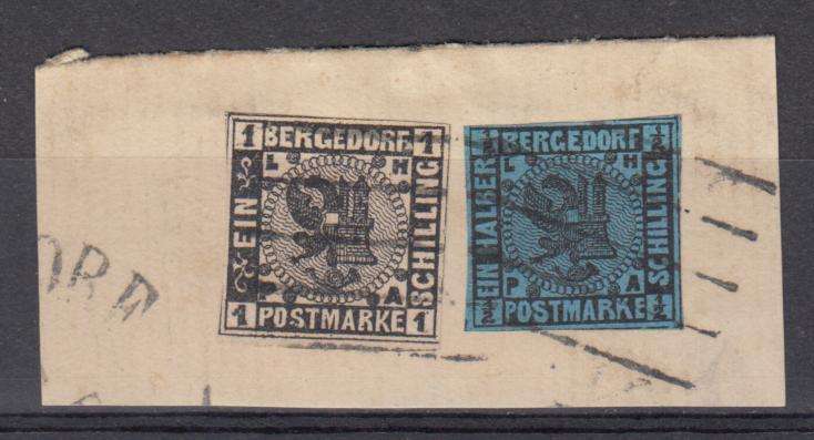 BERGDORF 1861 EXTREMELY RARE  R48 150.00+  DUEL  FRANKING ON PIECE SIGNED SEE BELOW
