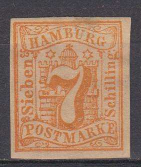 HAMBURG- 1859 SG 7 SUPERB MINT-LIGHT H.R. WATERMARKED-GENUINE AND SIGNED R4200.00