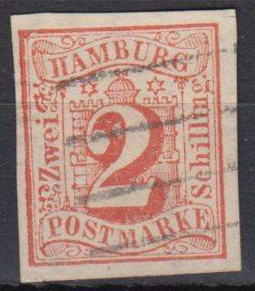 HAMBURG-1859 SG 3 SUPERB USED    R4300.00   WATERMARKED