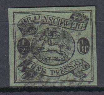 BRUNSWICK-1853 SCARCE SG 15 CREASE AND A THIN AT THE CREASE-SEE BELOW  R14 640.00