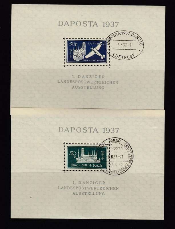 DANZIG-VERY SCARCE SET OF 2 !!   1937 M/SHEETS SUPERB USED   R9250.00