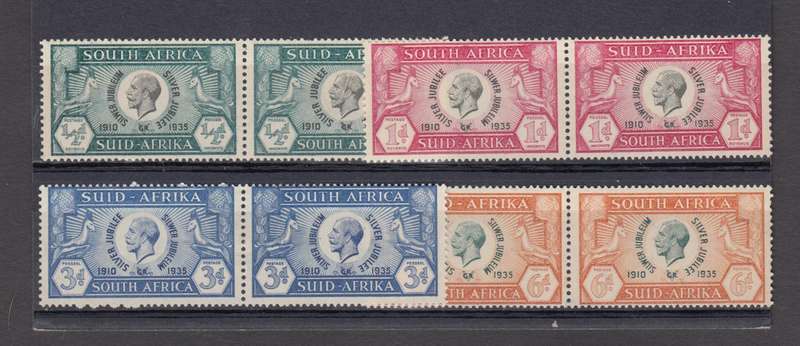 UNION-1935 SILVER JUBILEE SET WITH FLAWS " CLEFT AND SPOTS NEAR HEAD " LIGHT H.R. R1200.00