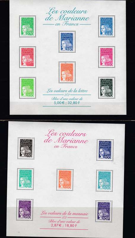 FRANCE-2001 SCARCE SUPERB UMM SHEETS EURO VALUES !!  R800.00