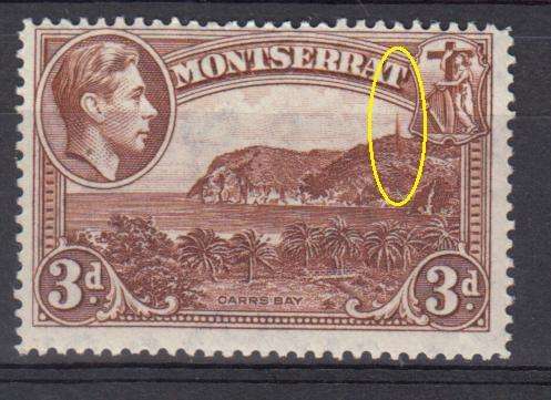MONTSERRAT-VERY SCARCE  R9300.00     KGVI SG 106AC " TOWER ON HILL " CONSTANT FLAW SUPERB UMM
