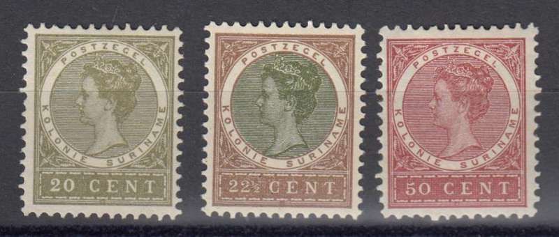 SURINAME-THREE VFM 50c WITH GUM-REST NO GUM   R2920.00