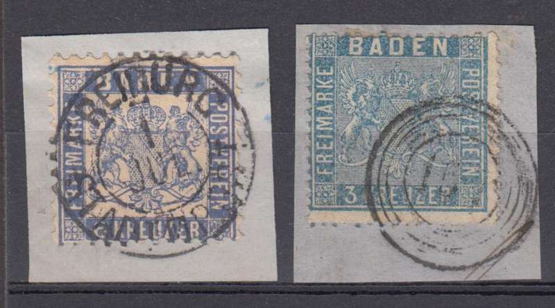 BADEN- SG 16 AND 30 both superb on piece-SCARCE ITEMS