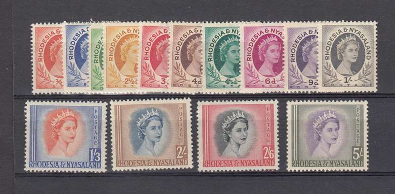 RHODESIA & NYASALAND QEII SET TO 5 SHILLING UMM  R1160.00