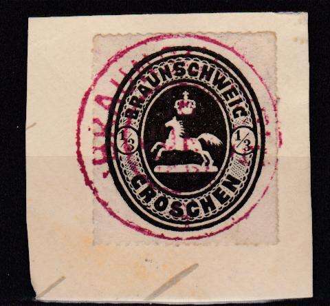 BRUNSWICK- RARE SG28 SUPERB on piece lovely RED CANCEL !!  R14 760.00+