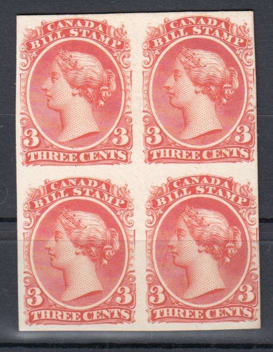 CANADA-QV  SCARCE SUPERB PROOF BLOCK ON HARD STIFF PAPER