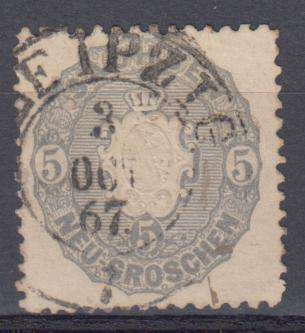 SAXONY-1863 VERY SCARCE 5G GREY   fine used   R11 000.00