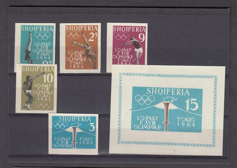 ALBANIA-VERY SCARCE 1964 SET IMPERF + mini sheet IMPERF    R3600.00