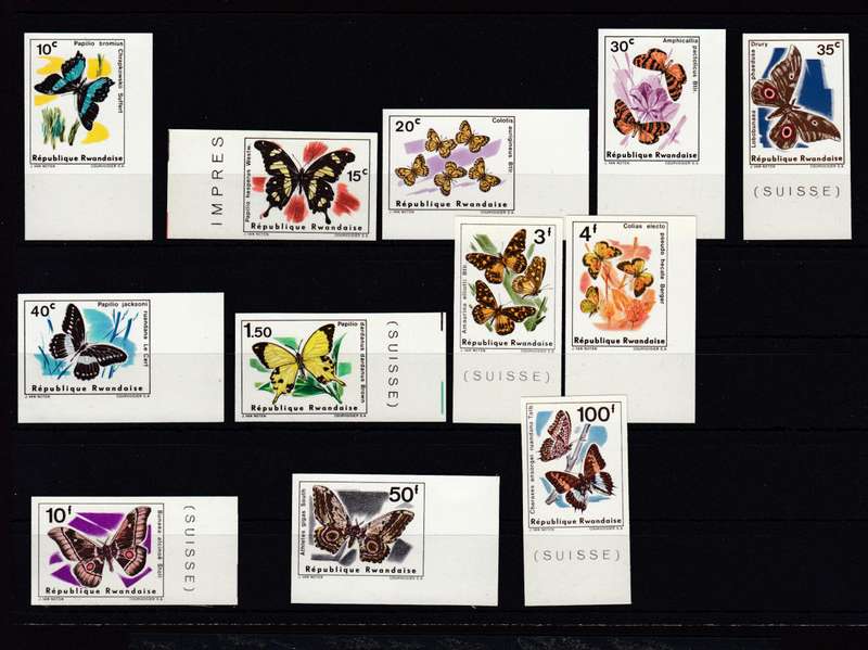 RWANDA-1965 VERY SCARCE SET ALL POST OFFICE MINT ALL IMPERF   R3100.00