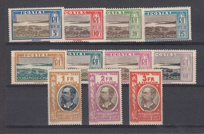 FRENCH OCEANIC SETT. 1930 POSTAGE DUE SET FRESH MINT-ODD FEW SMALL H.R. THIN R2060.00