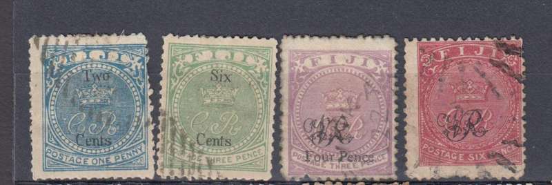 FIJI-QV SCARCE LOT SG13,14,33 and 34 vfu  R5450.00