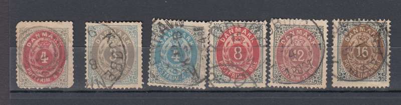 DENMARK-EARLIES 1870/75 FINE USED ODD BLUNT PERF  R840.00