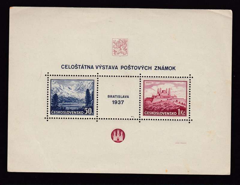 UNSOLD LOTS ON AUCTION-MUST SEE BELOW SOME VERY GOOD !!!! CZECH. 1937 M/SHEET UMM SMALL CREASE