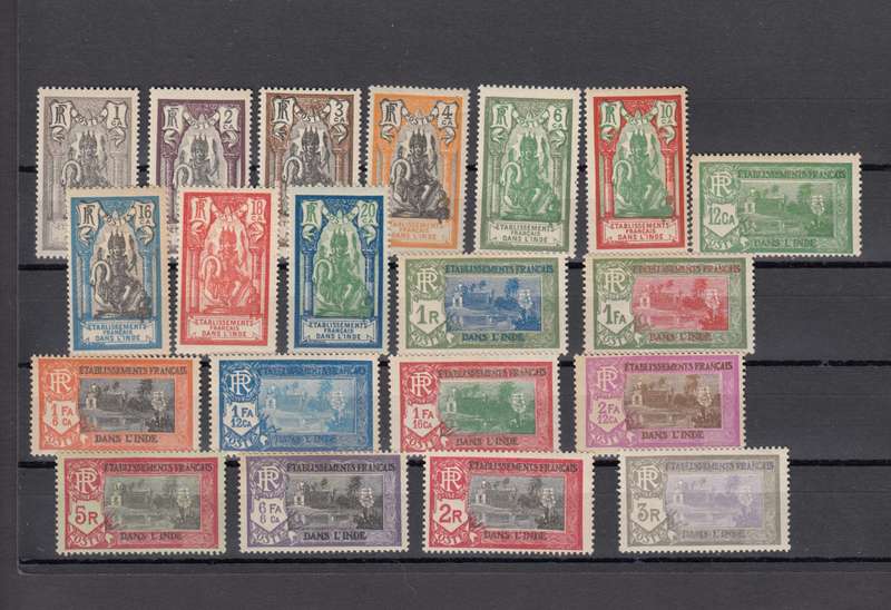 FRENCH INDIA SETT. 1929 VF UMM TO 3R-SOME LIGHT GUM DISTURBANCE