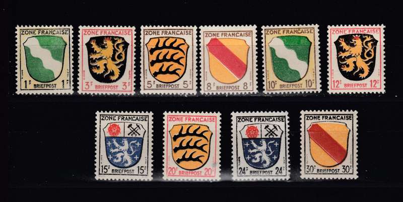 GERMANY-1945 ARMS WITH DIFFICULT 10pfg  MANY DEALERS STAMPS !!!