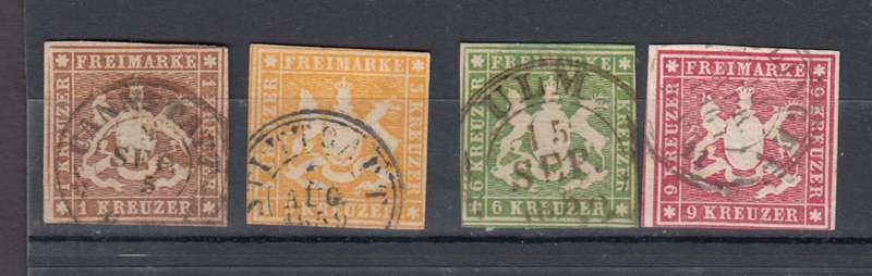 WURTEMBERG-1857 SG15 LIGHT THIN-REST SUPERB USED  397 GPB OR R9530.00