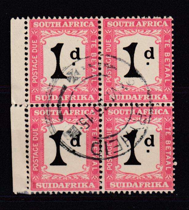 UNION-POSTAGE DUE BLOCK VF USED " VRYHEID 1933 "
