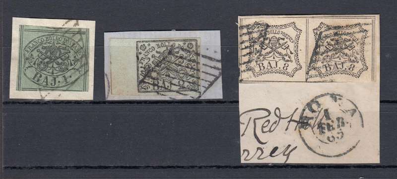 PAPAL STATES- VERY SCARCE SG 10,11 AND 26 PAIR SUPERB ON PIECE    R6480.00