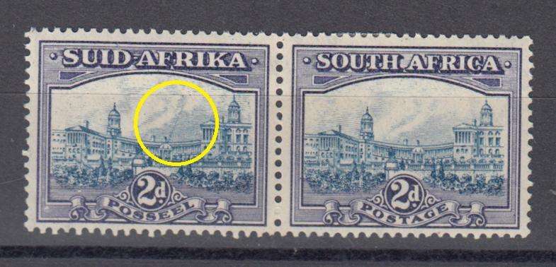 UNION- scarce 2d blue/violet showing nice flaw across left stamp vfm h.r