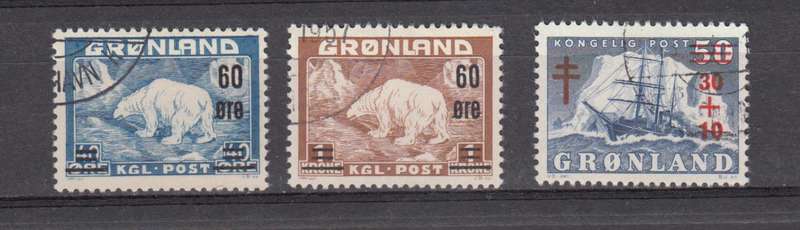 GREENLAND-THREE DIFFICULT SURCHARGES VFU  R360.00