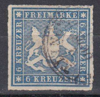 WURTTEMBERG-1863 SG 54  SCARCE SO NICE SUPERB USED   R2280.00