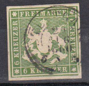 WURTTEMBERG-1857 SG 15  SCARCE   SUPERB USED   R2620.00+
