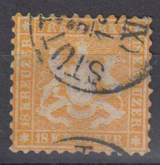 WURTTEMBERG-1863 SG 59  RARE  VERY FINE USED    R15 950.00