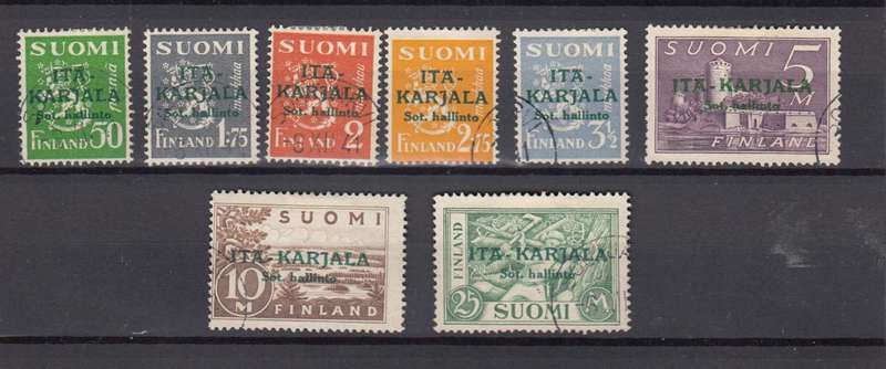 FINLAND OCCP. OF E.Karelia vfu set SCARCE GREEN overprints