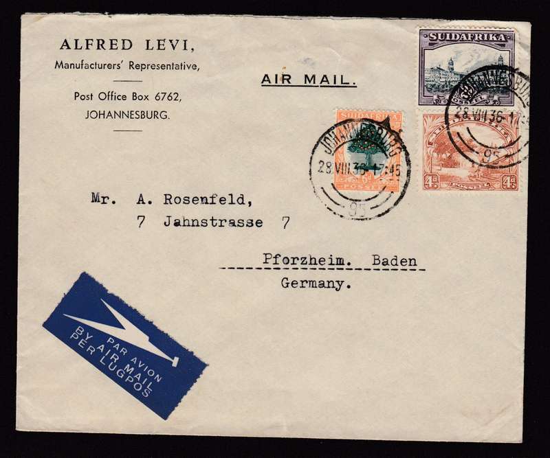 UNION-1936 LOVELY AIRMAIL COVER TO GERMANY