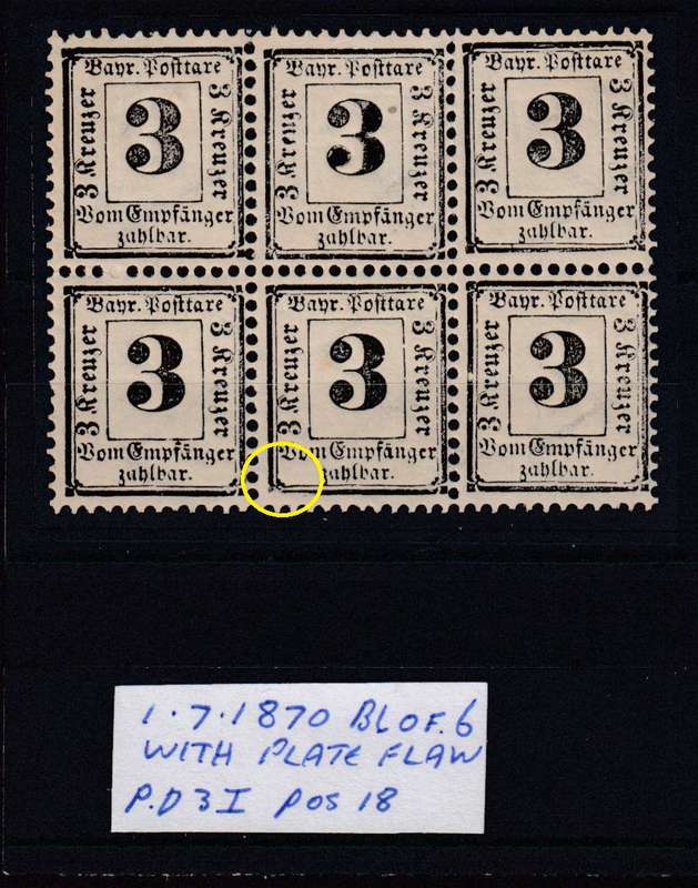 BAVARIA- 1870 RARE SUPERB MINT BLOCK SHOWING STUNNING  PLATE FLAW  R4680.00+ !!