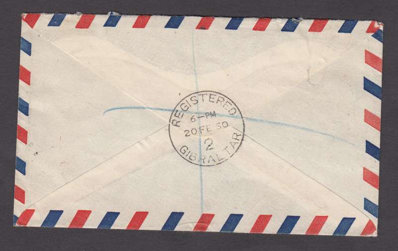 GIBRALTAR-KGVI POUND VERY SCARCE PLATE SINGLE USED ON COVER-SEE BELOW 58 POUNDS X 3 !!!
