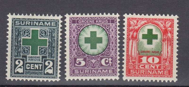 SURINAME-1927 GREEN CROSS SET SUPERB MINT-H.R.