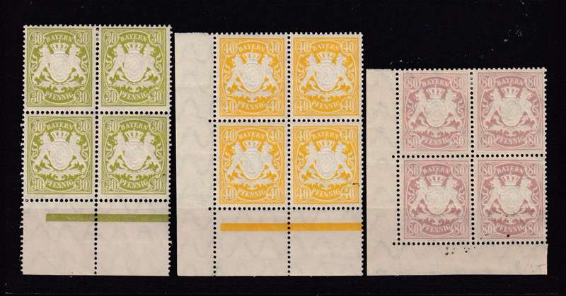 BAVARIA-1888 SCARCE GROUP OF UMM BLOCKS