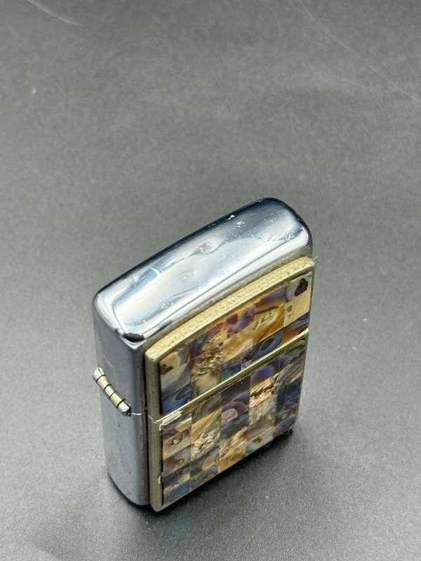Zippo Lighter 2005 Sea Weave Abalone Shell Brown Green