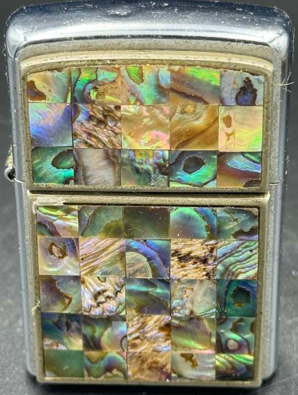 Zippo Lighter 2005 Sea Weave Abalone Shell Brown Green