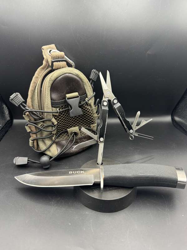 Leatherman Micra +Buck fixed blade