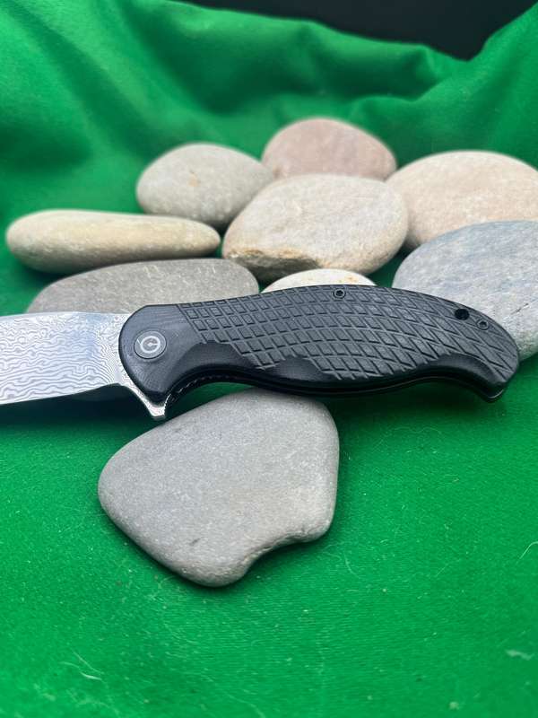 Civivi Naja Damascus Blade with Black G10 Handle Folding Knife 802ds