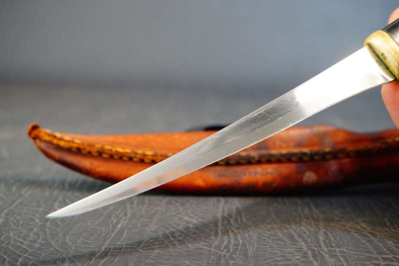 Vintage 1967 Normark Fiskars Finland Fillet Knife with Leather Sheath **Great Condition**