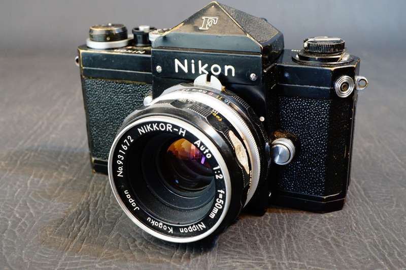 **Black Paint** Nikon F 35mm SLR with Plain Prism Finder and Nikkor 50mm F2 Lens **Good Condition**