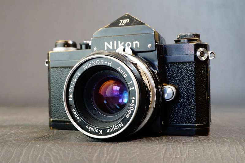**Black Paint** Nikon F 35mm SLR with Plain Prism Finder and Nikkor 50mm F2 Lens **Good Condition**